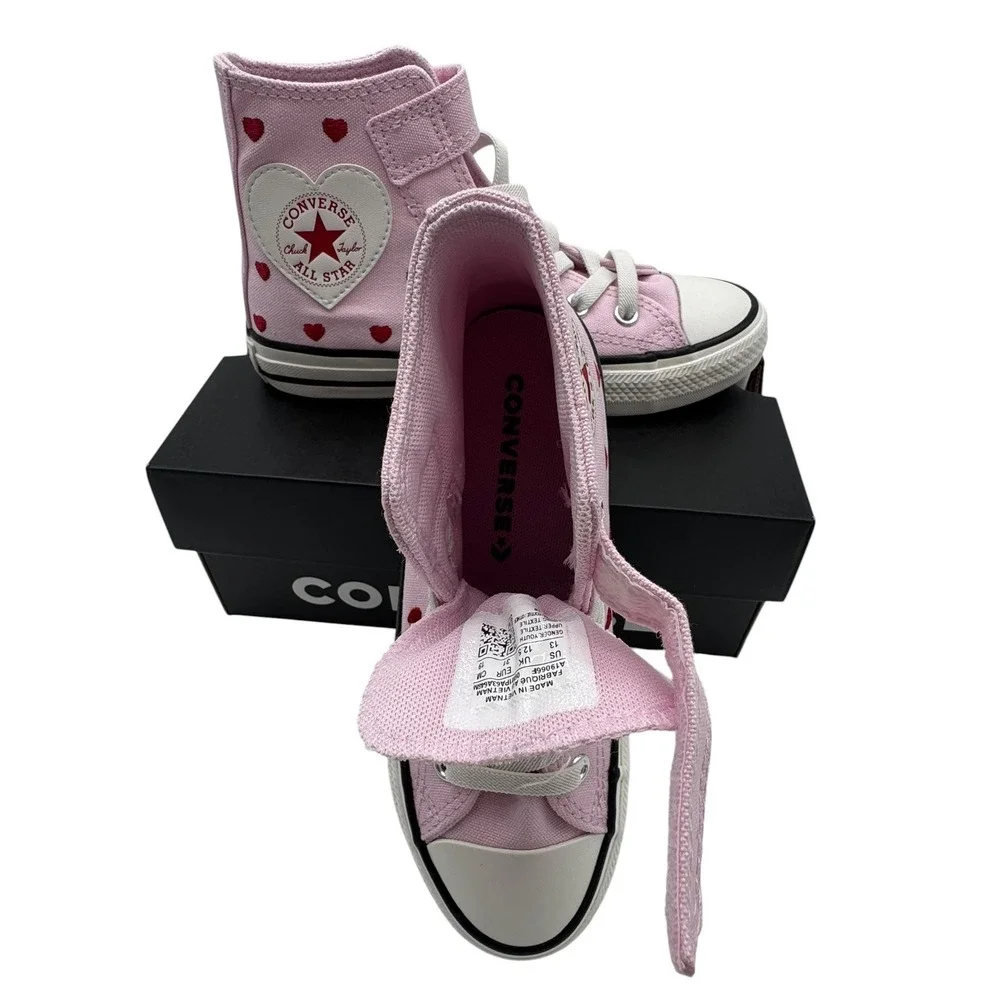 Converse Kids Chuck Taylor All Star Hearts & Roses Pink High Top Shoes 13 NIB